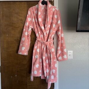 Calvin Klein Pink and White Plush Robe
